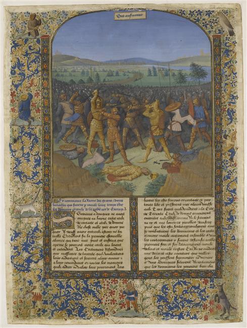 Bataille entre Romains et Carthaginois, dite la bataille de Cannes, XVe s. Jean FOUQUET, Paris, Musée du Louvre Département des Arts Graphiques